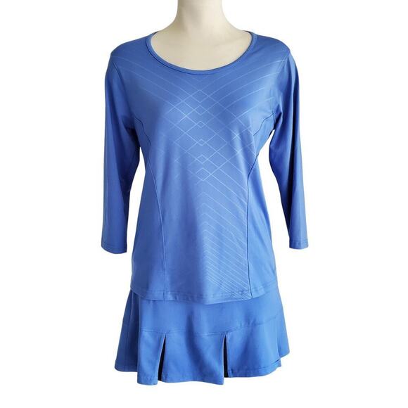 bolle Pants - Bollé Top & Skort Set Blue Tennis Pickleball Golf 3/4 Sleeve Size S